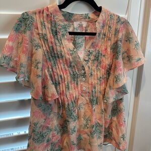 Entro Pink and Green Floral Blouse